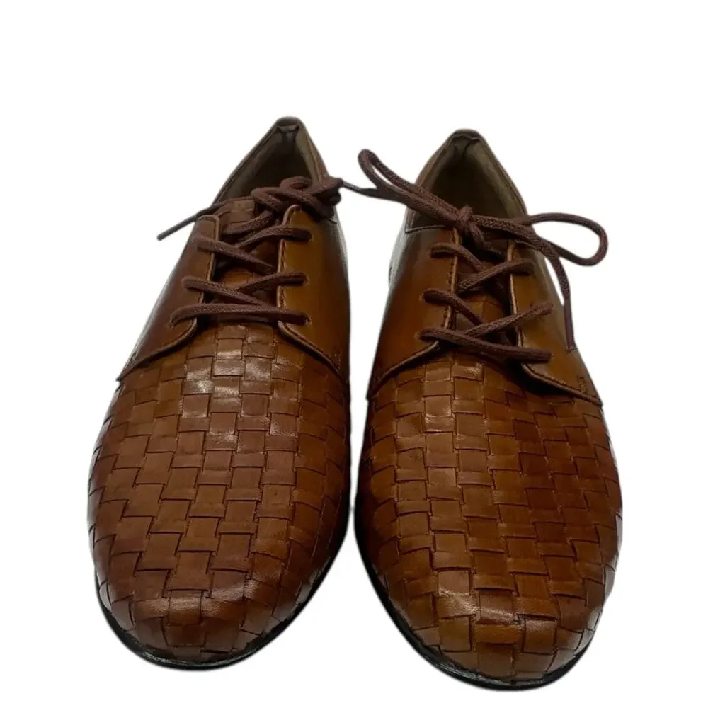 Trotters Lizzie Herringbone Oxford Flats Women's size 7N Brown